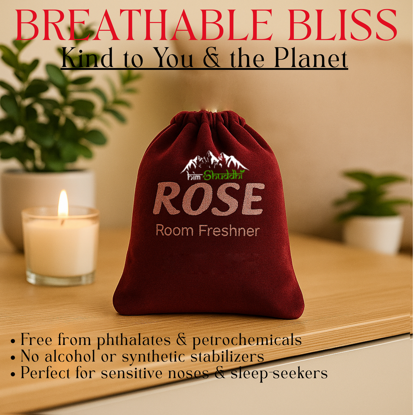 HimShuddhi Handmade Himalayan Rose Room or Air Freshner Pouch for Home, Office, Wardrobe, Cupbord & Car