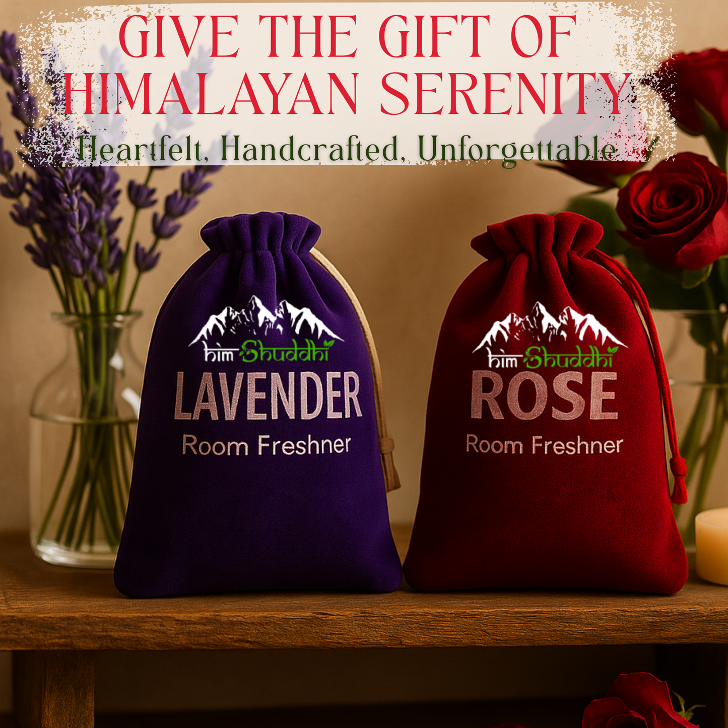 HimShuddhi Handmade Himalayan Rose Room or Air Freshner Pouch for Home, Office, Wardrobe, Cupbord & Car