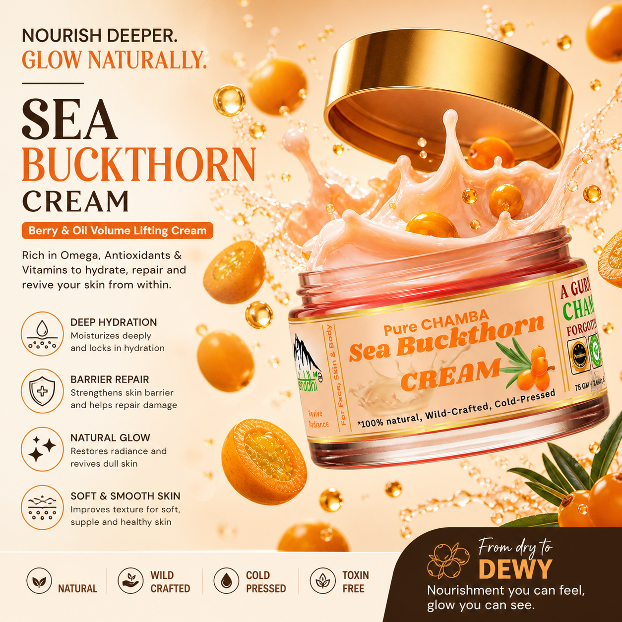 Pahadi 100% Pure Sea Buckthorn Cream -  50 gm